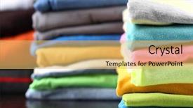  Presentation with colorful fabric - Cool new PPT layouts with fabric vibrant - stack of colorful clothes backdrop and a yellow colored foreground