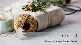  Presentation with reusable - Beautiful presentation featuring fabric-wrapped-gift-close-up backdrop and a light gray colored foreground