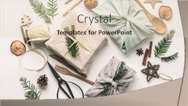  Presentation with gifts - Slide deck featuring fabric-wrapped-gifts-and-wooden background and a lemonade colored foreground