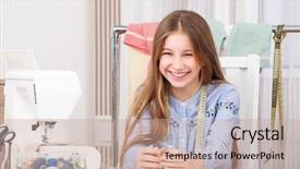  Presentation with girl teens - Presentation theme with beatiful teenage girl in popular background and a coral colored foreground