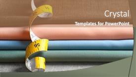  Presentation with tailoring - Beautiful PPT layouts featuring fabrics-and-measuring-tape backdrop and a coral colored foreground