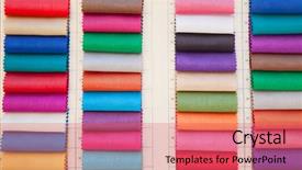  Presentation with colorful fabric - Colorful presentation enhanced with fabrics textiles - colorful fabric samples backdrop and a coral colored foreground