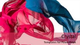  Presentation with puzzly pieces flying in - Audience pleasing presentation theme consisting of fabrics textiles - pieces of red and blue backdrop and a red colored foreground