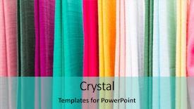  Presentation with textile industry - Colorful presentation design enhanced with fabrics textiles - shopping industry sale and clothing backdrop and a teal colored foreground