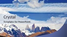  Presentation with harmony - Theme consisting of fabulous harmony of the national park torres del paine in chile three rocks torres are surrounded by picturesque clouds background and a light blue colored foreground
