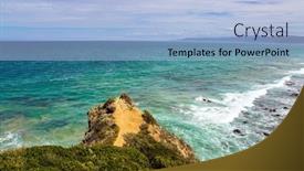  Presentation with beach rocks - Amazing slide deck having fabulous-journey-to-australia-pacific backdrop and a light blue colored foreground