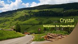  Presentation with scene - Presentation theme having fabulous-scene-with-typical-house background and a tawny brown colored foreground