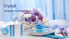  Presentation with white wedding - PPT layouts with serving fabulous wedding table background and a sky blue colored foreground