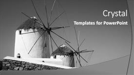  Presentation with black sea - Amazing theme having fabulous-windmills-by-the-sea backdrop and a dark gray colored foreground