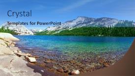  Presentation with yosemite - Beautiful PPT theme featuring fabulously-beautiful-tenaya-lake backdrop and a teal colored foreground
