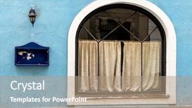  Presentation with facade - Slide set enhanced with facade a symbol of economic background and a coral colored foreground