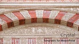 Presentation with cordoba - Presentation featuring facade detail of cordoba mosque in andalusia spain background and a mint green colored foreground