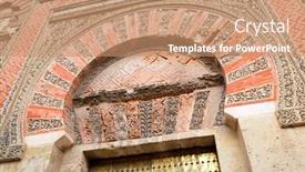  Presentation with cordoba - PPT layouts consisting of facade-detail-of-cordoba-mosque background and a coral colored foreground