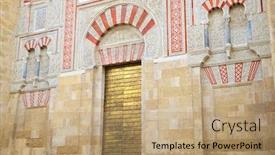  Presentation with cordoba - Slide deck with facade-detail-of-cordoba-mosque background and a coral colored foreground
