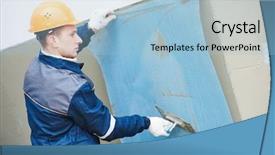  Presentation with facade - Slide deck consisting of facade fiberglass reinforcing plastering mesh background and a light blue colored foreground