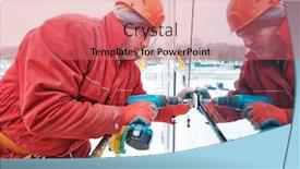  Presentation with facade - Cool new presentation theme with facade-glass-window-installation-building backdrop and a coral colored foreground