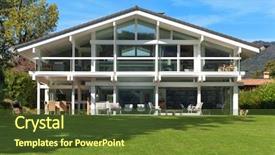  Presentation with green house - Beautiful PPT layouts featuring facade of a beautiful house with green garden summer day backdrop and a tawny brown colored foreground