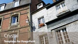  Presentation with facade - Beautiful presentation theme featuring facade-of-a-building backdrop and a violet colored foreground