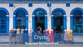  Presentation with facade - PPT theme having facade-of-a-clothing-store background and a ocean colored foreground