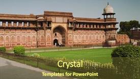  Presentation with agra - Slide deck featuring facade of a fort agra background and a tawny brown colored foreground