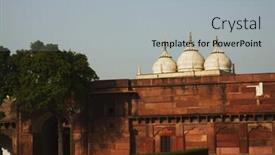  Presentation with india fort - Slide set featuring facade-of-a-fort-agra background and a light gray colored foreground