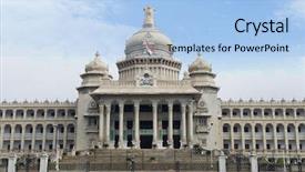 Presentation with india government - Beautiful PPT theme featuring facade of a government building backdrop and a light blue colored foreground