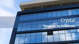 Presentation with modern building - Beautiful presentation featuring facade-of-a-modern-building backdrop and a ocean colored foreground