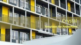  Presentation with modern building - PPT theme with facade-of-a-modern-multi background and a  colored foreground