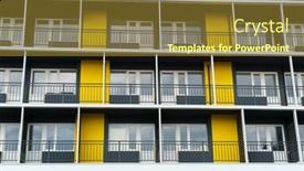  Presentation with modern building - Presentation theme enhanced with facade-of-a-modern-multi background and a tawny brown colored foreground