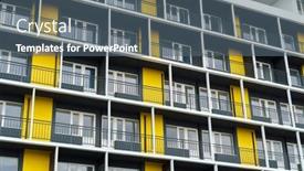  Presentation with modern building - Presentation theme with facade-of-a-modern-multi background and a ocean colored foreground