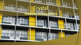  Presentation with modern building - PPT theme featuring facade-of-a-modern-multi background and a tawny brown colored foreground