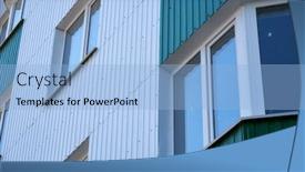  Presentation with facade - Audience pleasing theme consisting of facade-of-a-new-multi backdrop and a light blue colored foreground