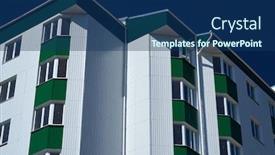  Presentation with green building - Slides consisting of facade-of-a-new-multistory background and a ocean colored foreground