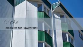  Presentation with green building - Audience pleasing PPT layouts consisting of facade-of-a-new-multistory backdrop and a light blue colored foreground