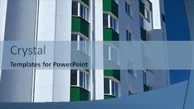  Presentation with green building - Theme featuring facade-of-a-new-multistory background and a light blue colored foreground