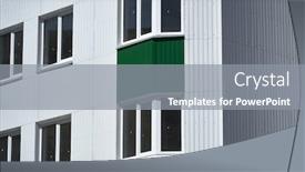  Presentation with green building - Cool new slides with facade-of-a-new-multistory backdrop and a gray colored foreground