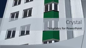  Presentation with green building - Theme featuring facade-of-a-new-multistory background and a light gray colored foreground