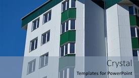  Presentation with green building - Cool new slides with facade-of-a-new-multistory backdrop and a light blue colored foreground