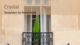  Presentation with facade - PPT theme with facade-of-a-parisian-building background and a coral colored foreground