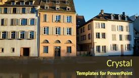  Presentation with old house - Beautiful PPT layouts featuring facade-of-a-typical-house backdrop and a tawny brown colored foreground