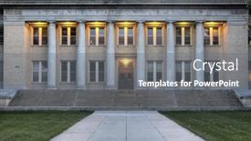  Presentation with administration - Audience pleasing presentation design consisting of facade-of-administration-building backdrop and a gray colored foreground