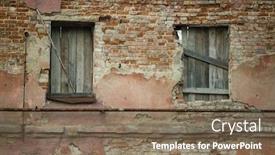  Presentation with old house - Presentation theme consisting of facade of an abandoned old house background and a violet colored foreground