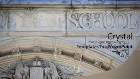  Presentation with facade - PPT theme enhanced with facade of an old schoolhouse background and a light gray colored foreground