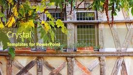  Presentation with facade - Cool new PPT theme with facade of fachwerk house saint-brieuc brittany france backdrop and a tawny brown colored foreground