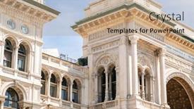  Presentation with facade - Colorful presentation theme enhanced with facade-of-galleria-vittorio-emanuele backdrop and a coral colored foreground