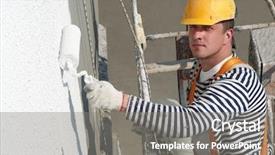  Presentation with high rise building - Colorful presentation theme enhanced with facade of high-rise building backdrop and a gray colored foreground