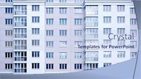  Presentation with high rise building - Beautiful presentation theme featuring facade-of-modern-high-rise backdrop and a light blue colored foreground