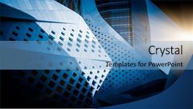  Presentation with office images - Presentation design consisting of facade of modern office building background and a light blue colored foreground