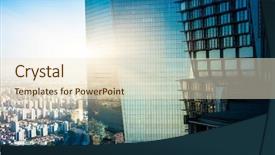  Presentation with office images - Amazing slide deck having facade of modern office building backdrop and a  colored foreground