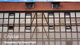  Presentation with old house - Colorful slide deck enhanced with facade-of-old-half-timbered backdrop and a gray colored foreground